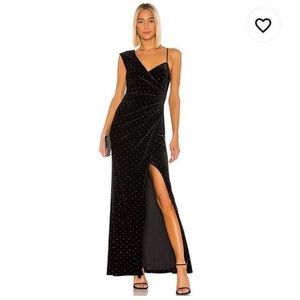 BCBGMaxazria velvet rhinestone gown in black XS